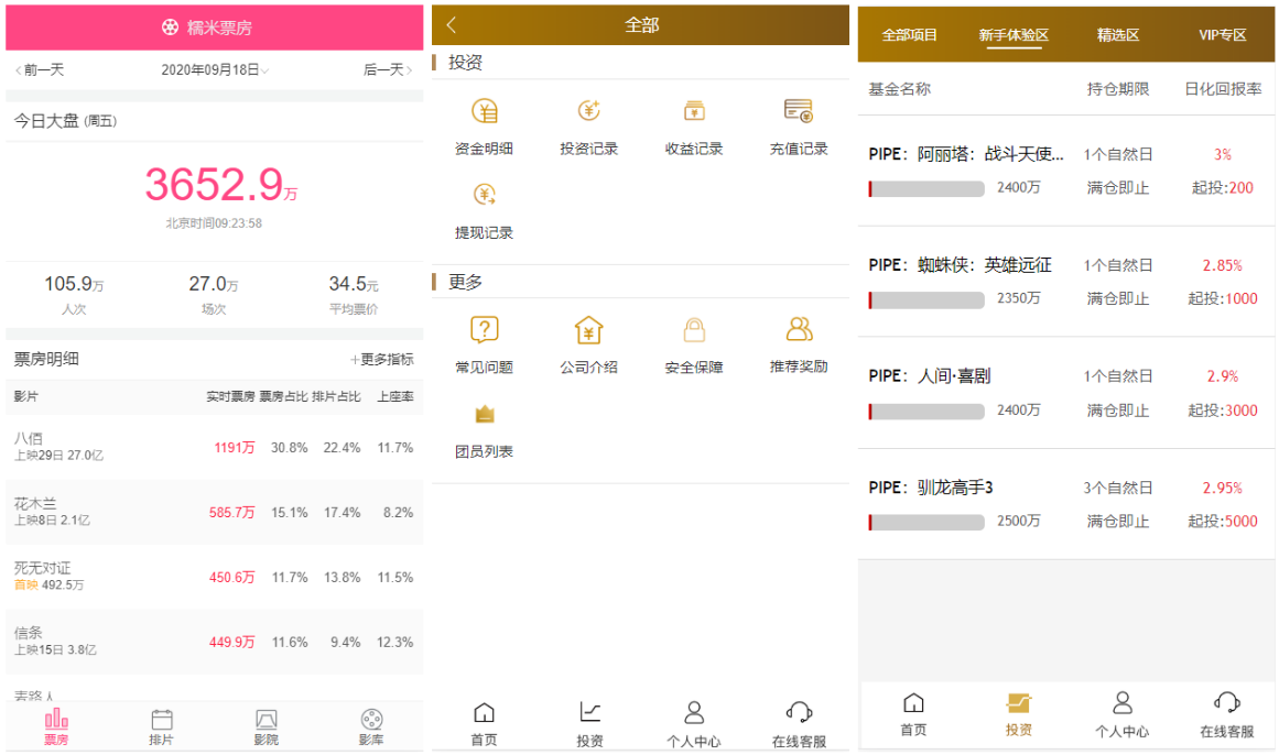 亲测简约版影视投资理财二开投资理财源码完整数据