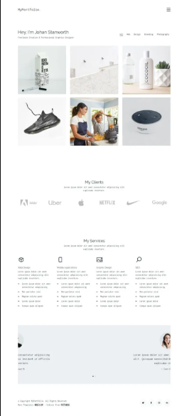 白色极简设计师portfolio响应式网站模板源码